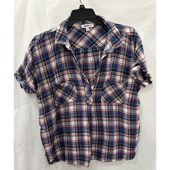 William Rast Blue and Red Plaid Blouse - Picture 1 of 16